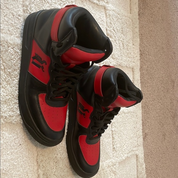 Red and Black High-Top Sneakers no box Versace